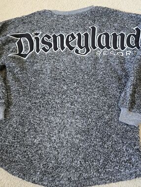 Disney Parks Sweater Womens XS Gray Black Spirit Jersey Disneyland Oversized